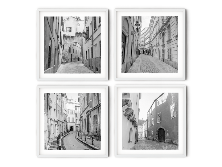European Streets Gallery Wall | Black & White Fine Art Photography Print Set