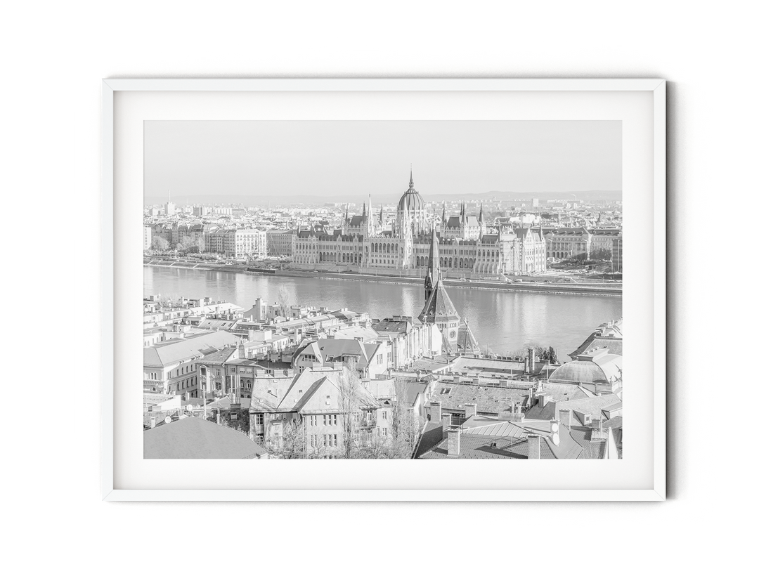 Black & White Aerial View of Budapest | Fine Art Photography Print
