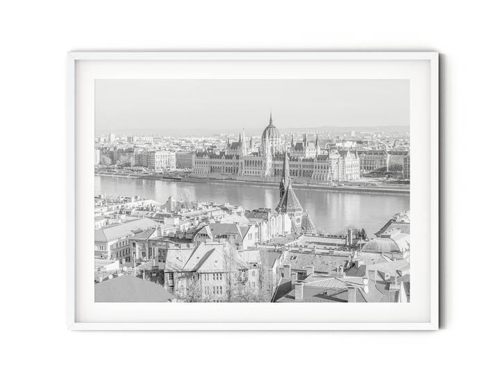 Black & White Aerial View of Budapest | Fine Art Photography Print