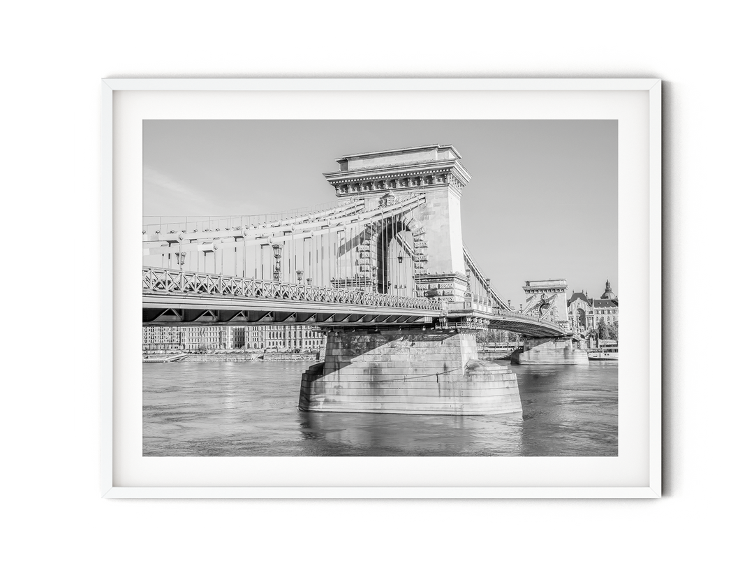 Schwarzweiße Kettenbrücke von Budapest | Fine Art Print