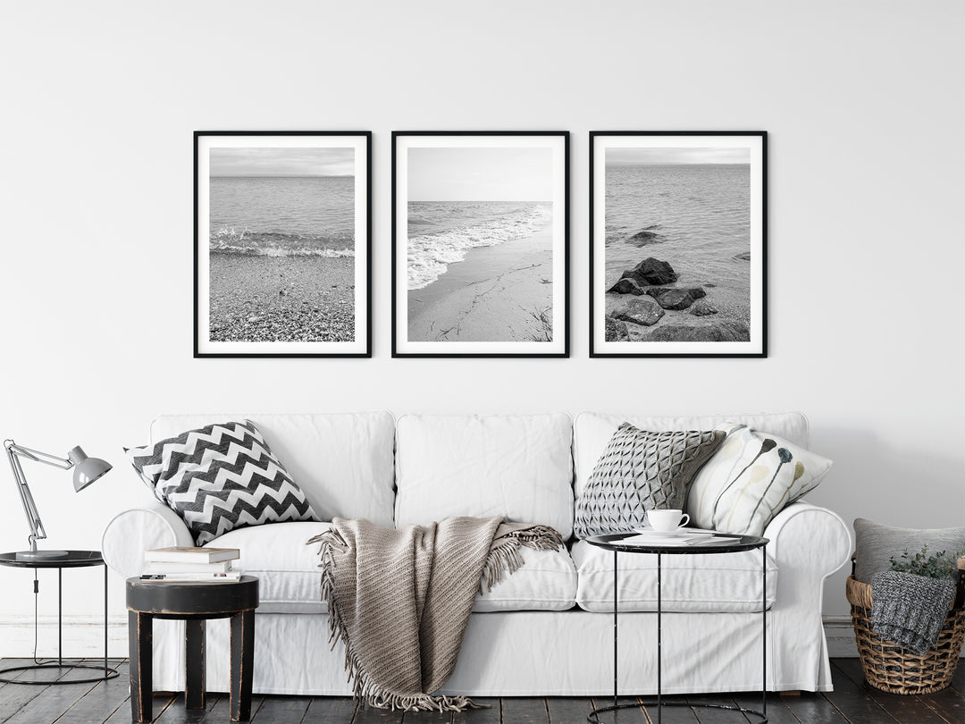 Minimalist Beach Gallery Wall | Black & White Fine Art Photography Print Set