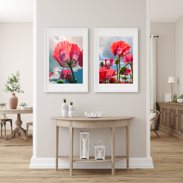 Rote Mohnblumen Bilderwand | Fine Art Poster Set