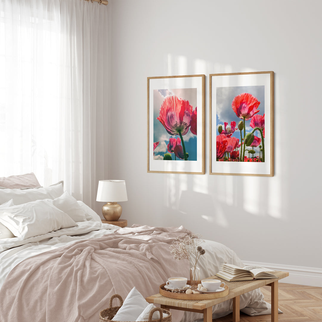 Rote Mohnblumen Bilderwand | Fine Art Poster Set