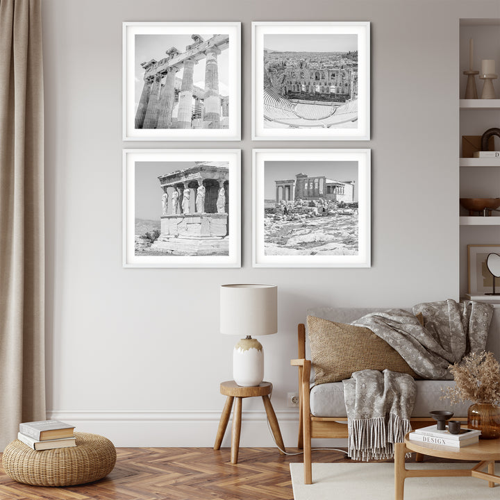 Akropolis Bilderwand | Schwarzweisses Fine Art Poster Print Set