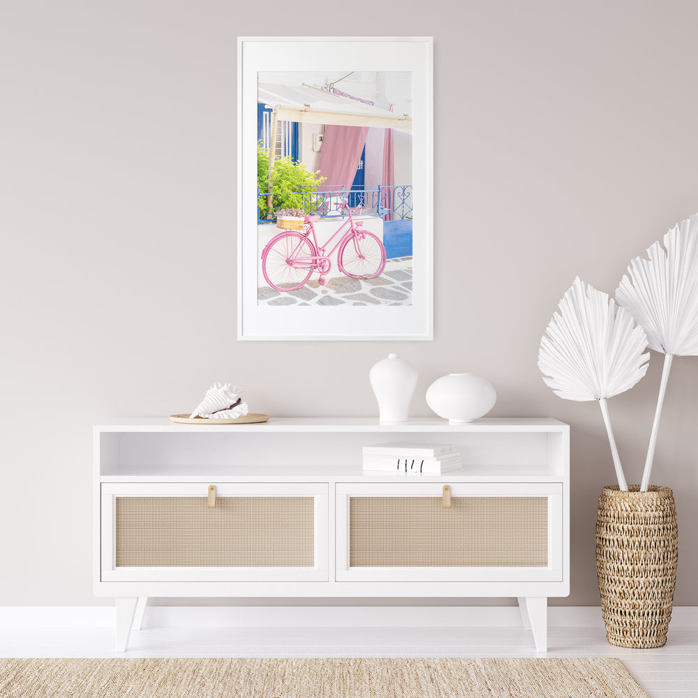 Pink Bike in Paros | Fine Art Photography Print