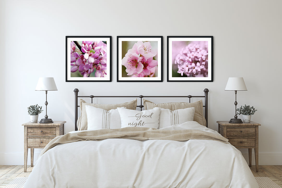Rosa Frühlingsblumen Bilderwand | Fine Art Print Set