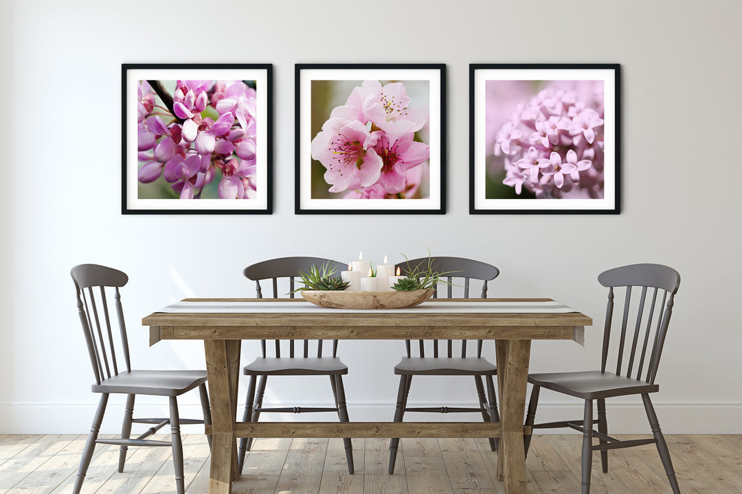 Rosa Frühlingsblumen Bilderwand | Fine Art Poster Print Set