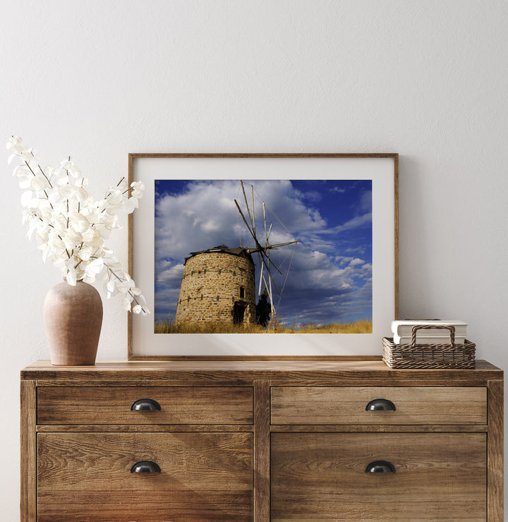 Griechische Windmühle aus Stein | Fine Art Poster Print